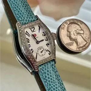 Authentic Michele Coquette Diamond Bezel Art Deco Style Watch Box Lizard Band Michele | Accessories | Authentic Michele Coquette Diamond  main image 2